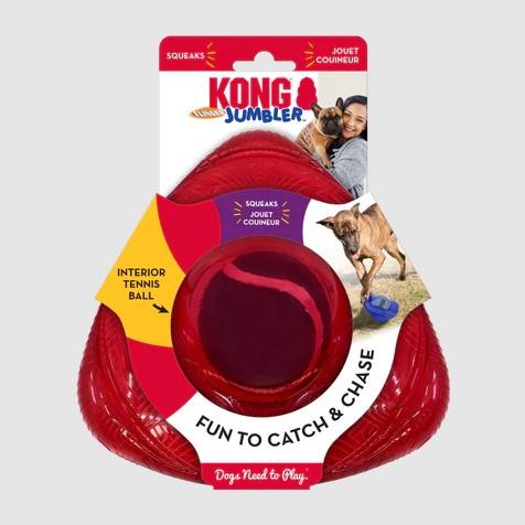 Kong Jumbler Flinger Fetch and Chew Tennis and Rubber Dog Toy - Small/Medium  