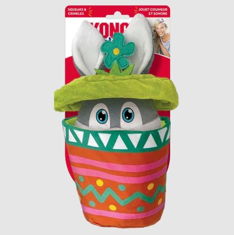 Kong Puzzlements Flower Pot Crinkle and Squeaking Plush Dog Toy - Medium  