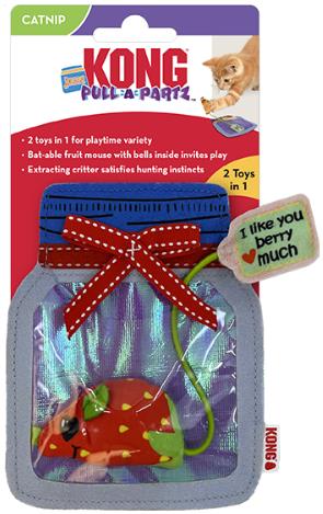 Kong Pull-a-Partz Jamz' Fruity Mouse 2-Piece Crinkle and Catnip Cat Toy  