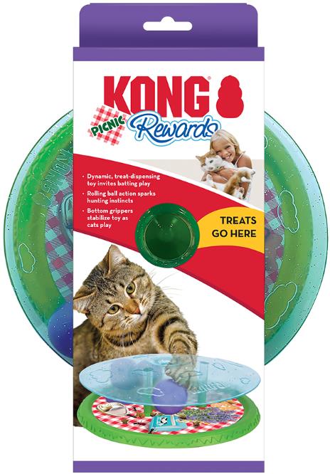 Kong Rewards Picnic Treat Dispensing Interactive Puzzle Feeder Cat Toy - Green/Blue  