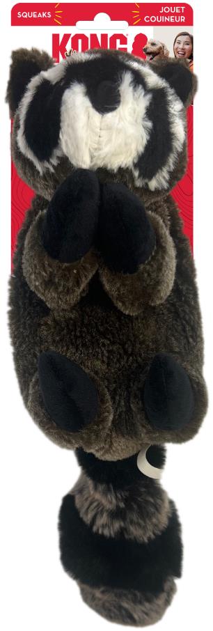 Kong Wild Raccoon Low-Stuffing Squeak and Soft Plush Dog Toy - Medium  