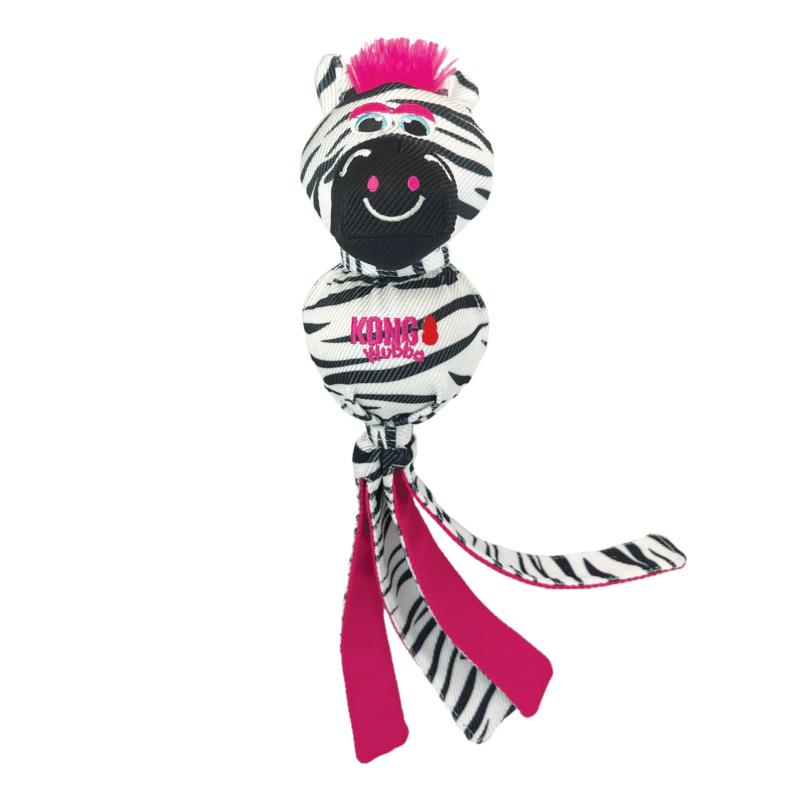 Kong Wubba Zoo Zebra Striped Squeak and Fetch Nylon Dog Toy - Large  