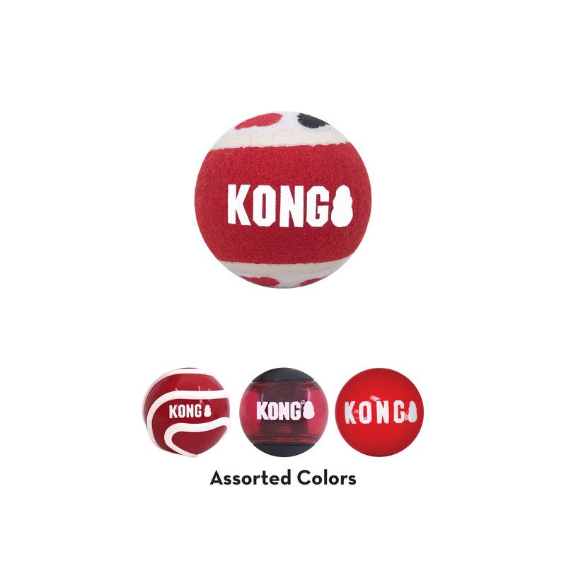 Kong Signature Balls Fetch Dog Toys Multi-Textured - Assorted - Medium - 4 Pack  