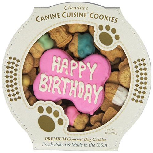 Claudia's Canine Bakery Happy Birthday Cuisine Peanut Butter Dog Biscuits - Pink - 11 Oz - 12 Pack