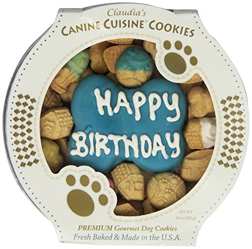 Claudia's Canine Bakery Happy Birthday Cuisine Peanut Butter Dog Biscuits - Blue - 11 Oz - 12 Pack