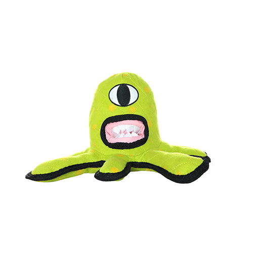 Tuffy Alien Reinforced Durable Squeak and Floating Plush Dog Toy - Green
