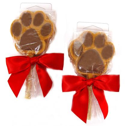 Claudia's Canine Bakery Peanut Butter and Carob Paw Print Suckers Dog Biscuits - 2.5 Oz - 10 Pack