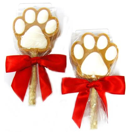 Claudia's Canine Bakery Vanilla Paw Print Suckers Dog Biscuits - 2.5 Oz - 10 Pack