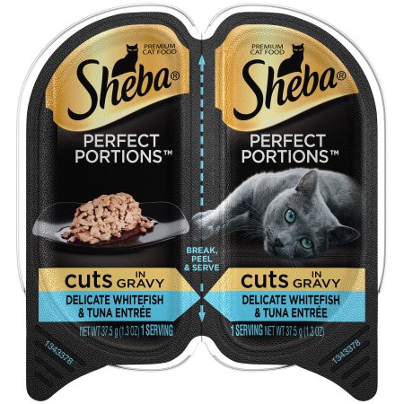 Sheba Perfect Portions Cuts in Gravy Whitefish and Tuna Twin Pack Wet Cat Food Trays - 2.6 Oz - Case of 24 Default Title
