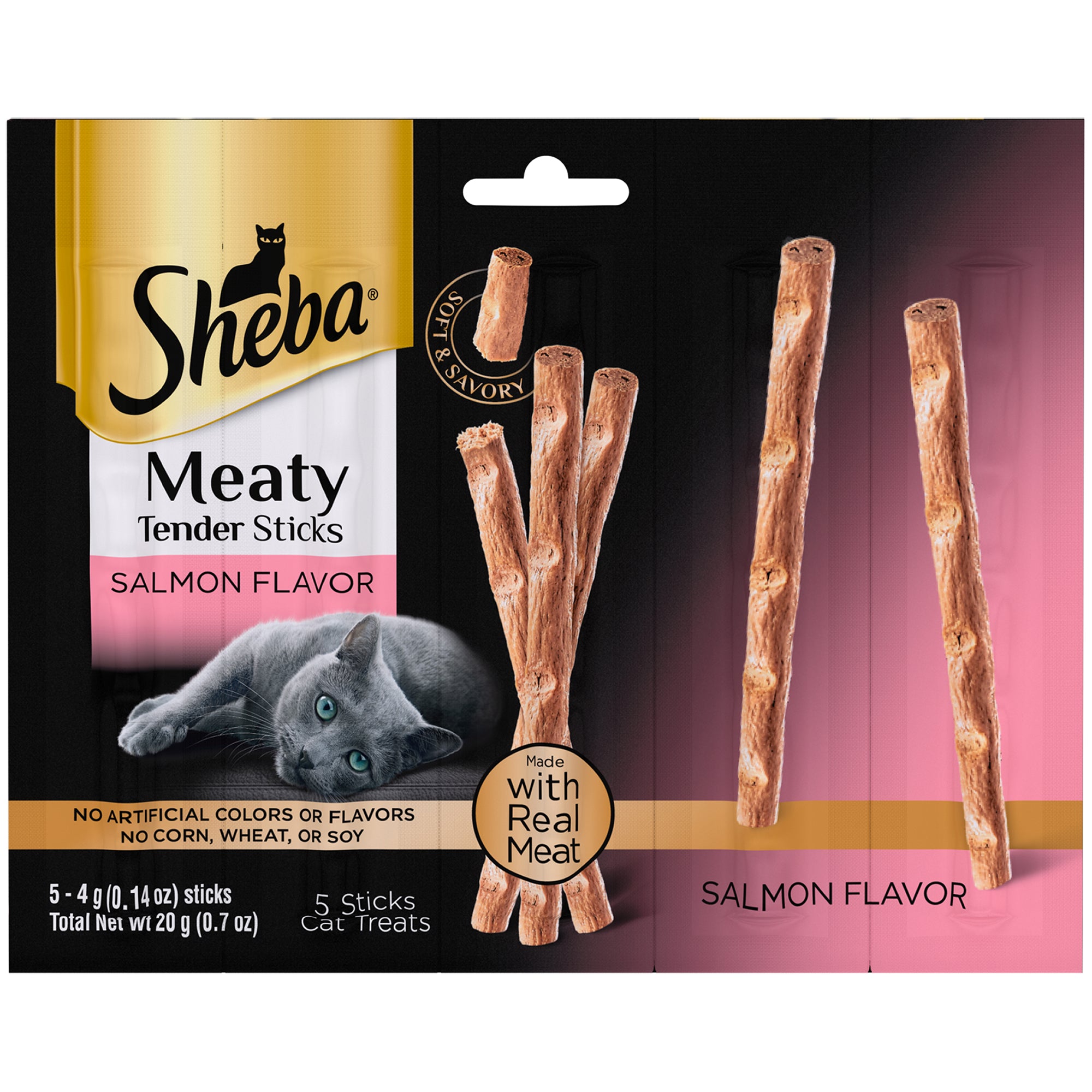 Sheba Meaty Tender Sticks Salmon Flavor Soft and Chewy Cat Treats - 0.7 Oz - 10 Pack