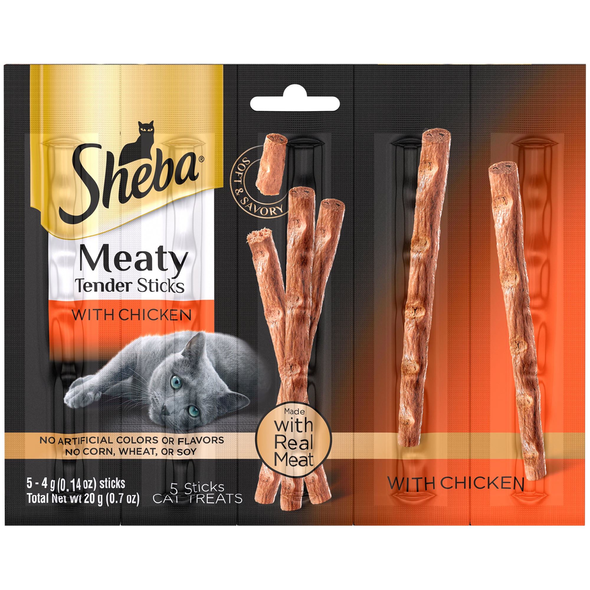 Sheba Meaty Tender Sticks Chicken Flavor Soft and Chewy Cat Treats - 0.7 Oz - 10 Pack