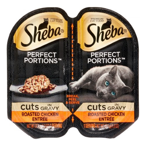Sheba Perfect Portions Cuts in Gravy Roasted Chicken Twin Pack Wet Cat Food Trays - 2.6 Oz - Case of 24 Default Title