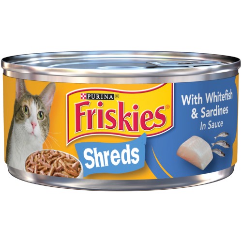 Purina Friskies Shreds with Whitefish and Sardines in Sauce Canned Cat Food - 5.5 Oz - Case of 24  