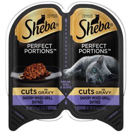 Sheba Perfect Portions Cuts in Gravy Mixed Grill Entrée Twin Pack Wet Cat Food Trays - 2.6 Oz - Case of 24 Default Title
