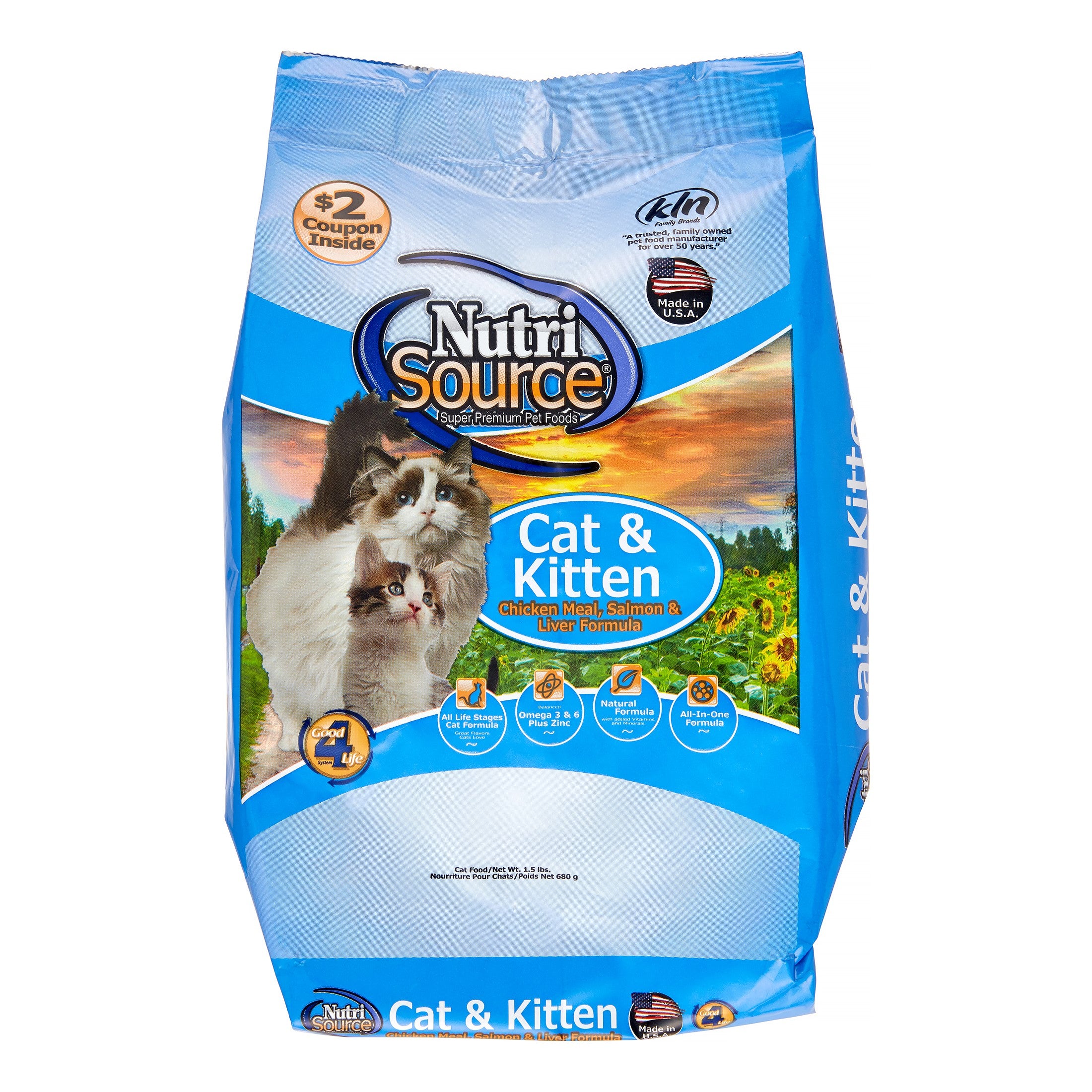 Nutrisource Chicken Meal Salmon and Liver with Wholesome Grains Kitten and Cat Dry Food - 4 Lbs - Case of 8