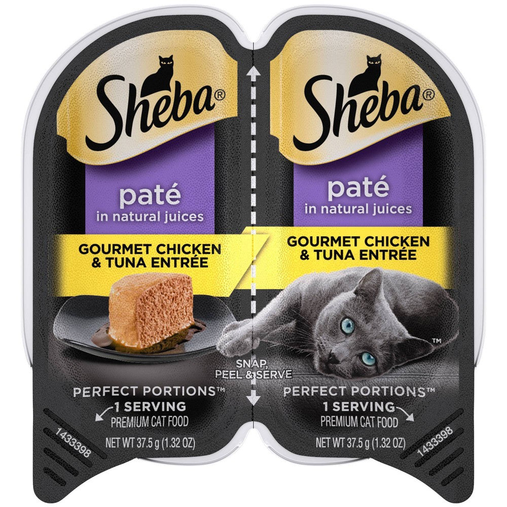 Sheba Perfect Portions Chicken and Tuna Pate Twin Pack Wet Cat Food Trays - 2.65 Oz - Case of 24 Default Title