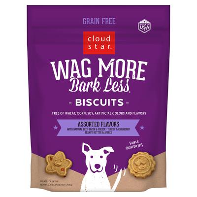 Cloudstar Wag More Bark Less Grain-Free Assorted Flavors Crunchy Biscuit Dog Treats - 2.5 Lbs