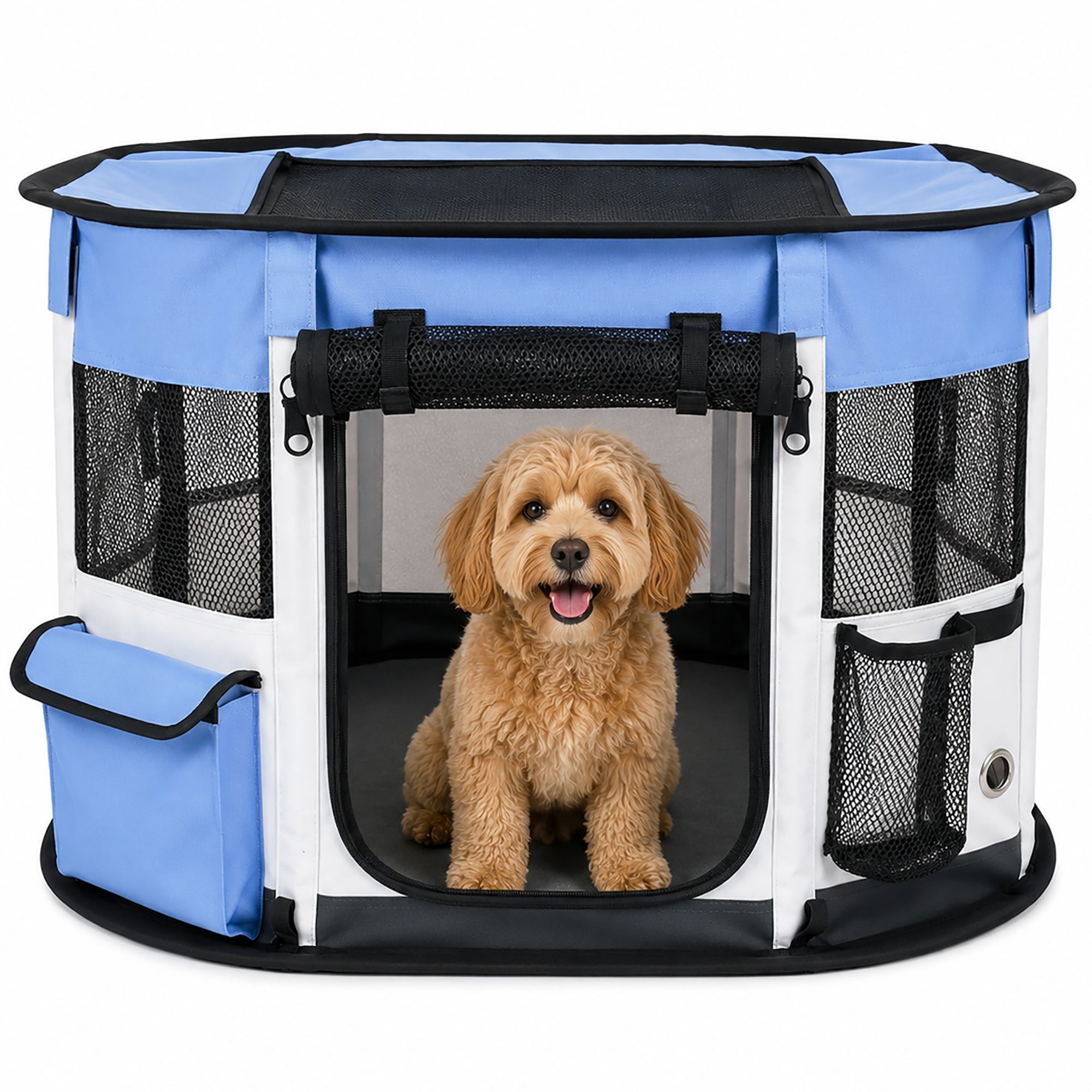 Pet Life ® “GoHaven” Collapsible Sturdy Travel Pet Playpen Small Blue
