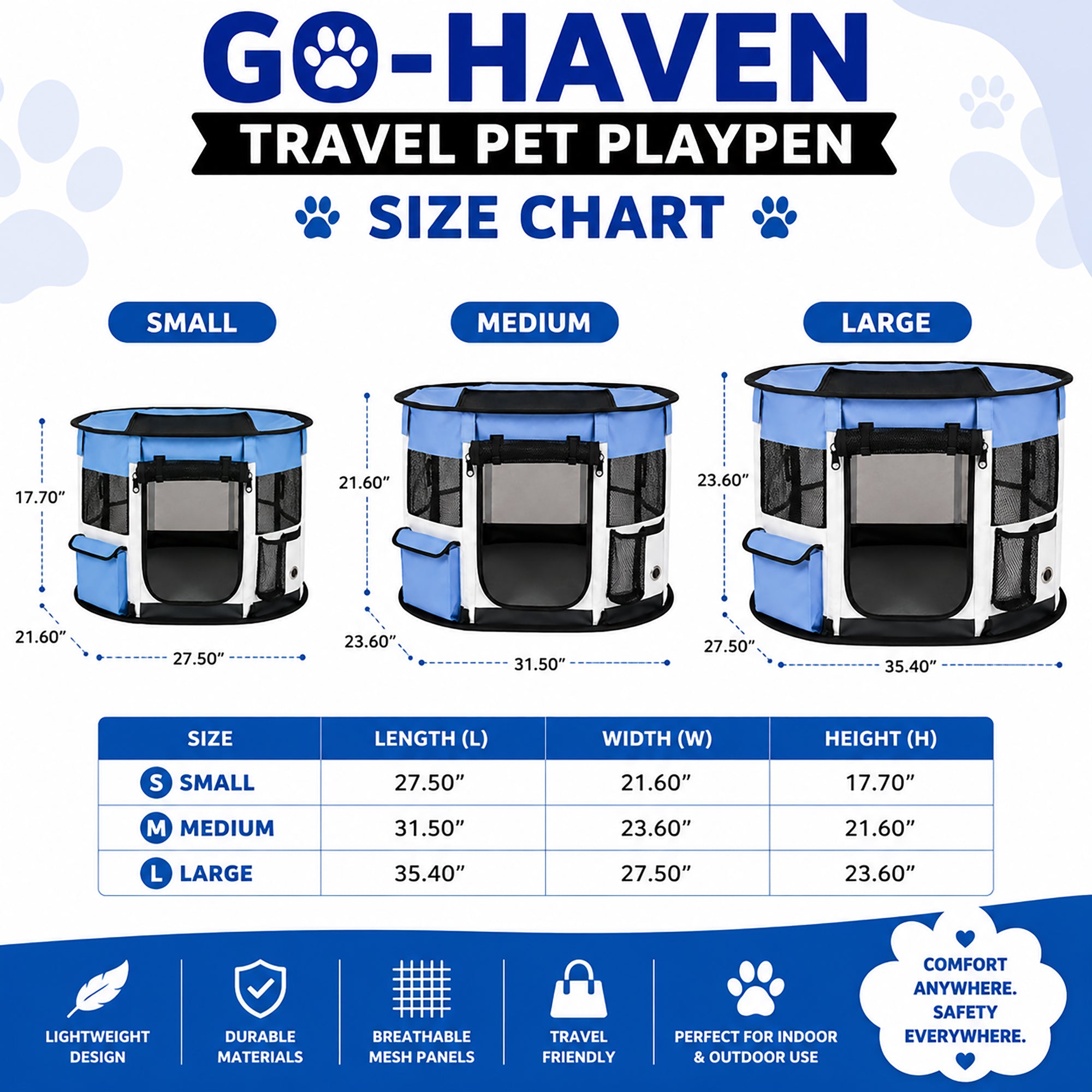 Pet Life ® “GoHaven” Collapsible Sturdy Travel Pet Playpen