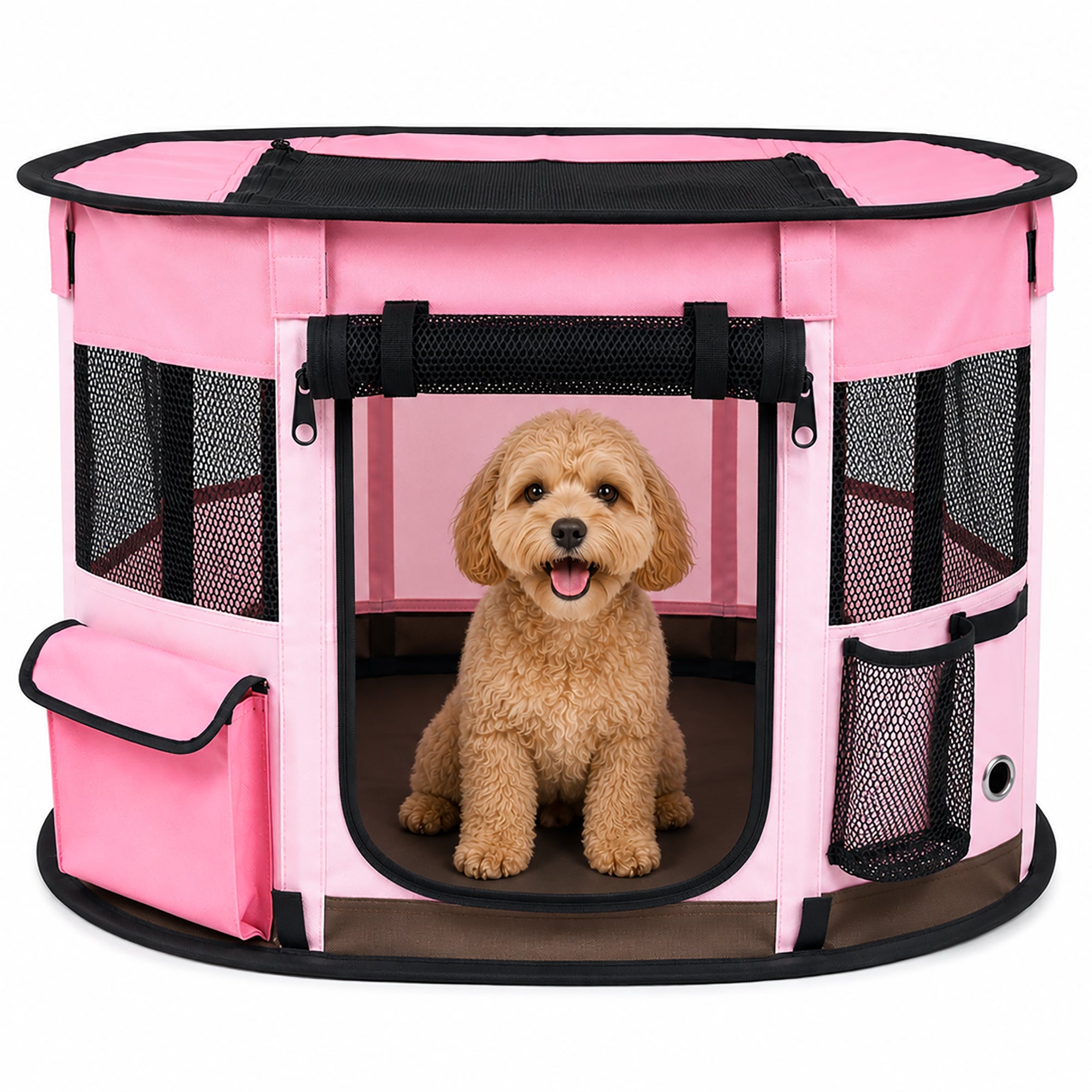 Pet Life ® “GoHaven” Collapsible Sturdy Travel Pet Playpen Small Pink