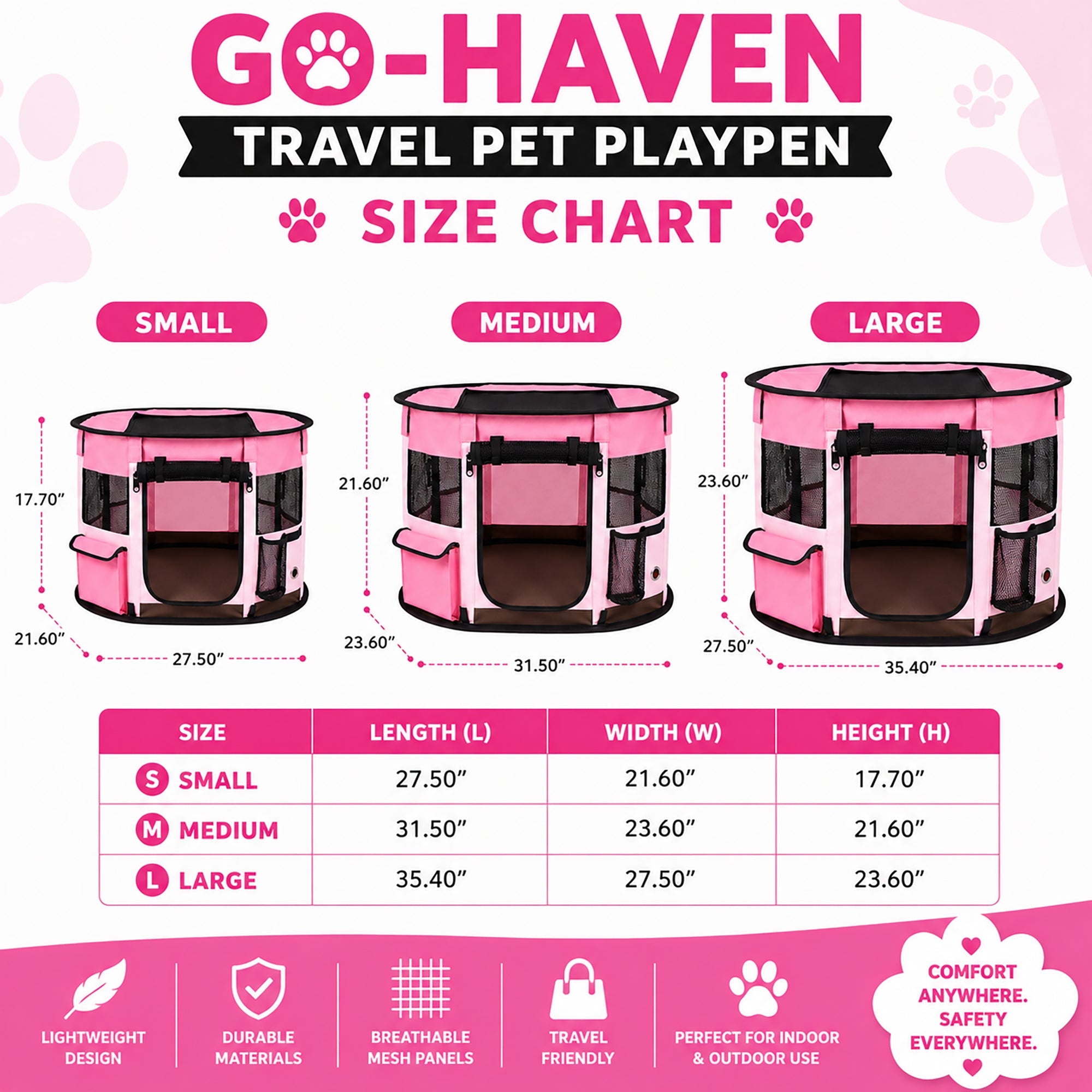 Pet Life ® “GoHaven” Collapsible Sturdy Travel Pet Playpen