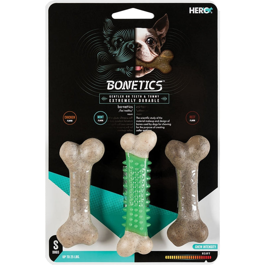 Hero Bonetics Femur and Dental Bone Combo Chew Dog Toy - Small - 3 Pack