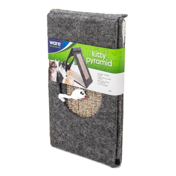 Ware Kitty Pyramid Traingular Collapsible Cat Scratcher - Gray - L:17 X W9.75 X H:14.25 Inches