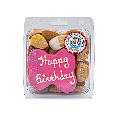 Claudia's Canine Bakery Happy Birthday Cuisine Peanut Butter Dog Biscuits - Pink - 7 Oz - 6 Pack