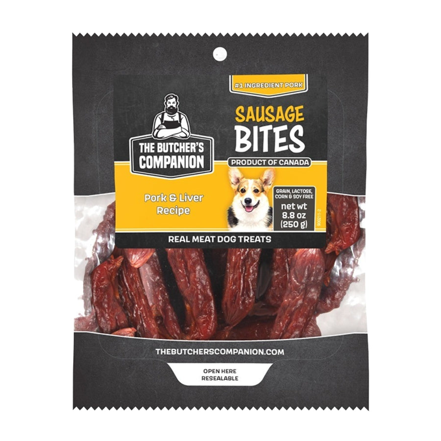 The Butcher's Companion Sausage Bites Pork and Liver Natural Jerky Dog Treats - 8.8 Oz