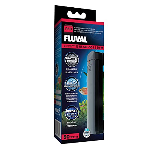 Fluval P-Series P50 Pre-Set Submersible Aquarium Heater - 50 Watt - Up to 15 Gallons