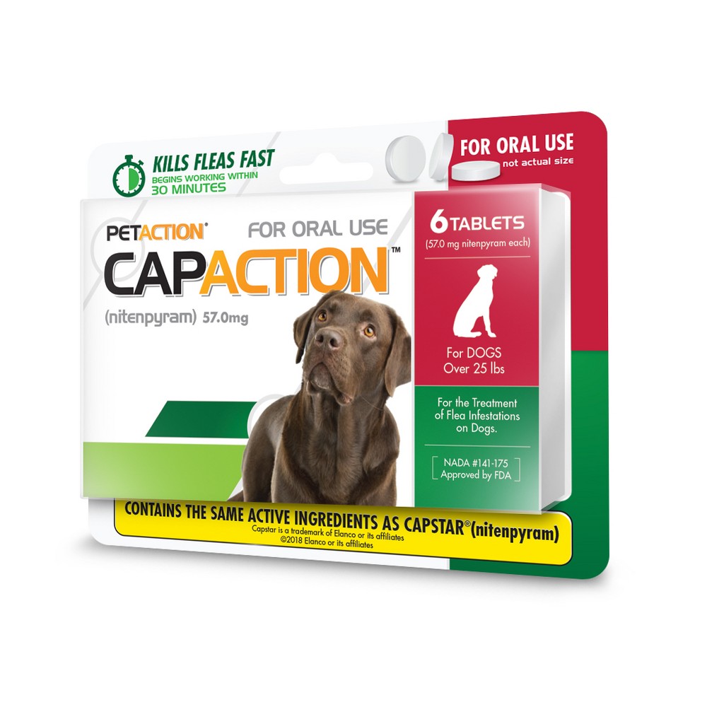 PetArmor CAPACTION Flea and Tick Treatment Oral Dog Supplements - Dogs 25+ Lbs - 6 Tablet Doses