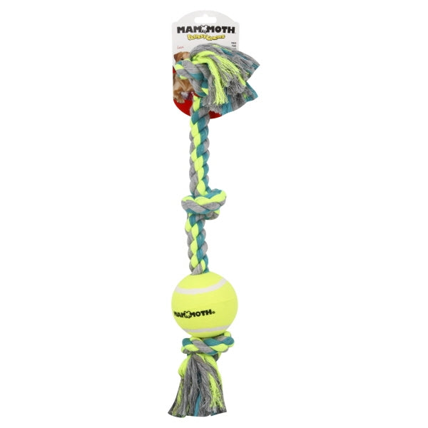 Mammoth Pet Products 3-Knotted Cotton Rope and Tug Dog Toy with Ball - Multi-Color - Large - 24 Inch