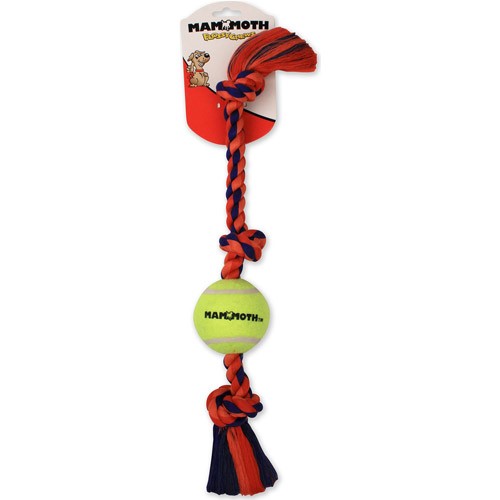 Mammoth Pet Products 3-Knotted Rope and Tug Dog Toy with Tennis Ball - Multi-Color - Medium - 20 Inch