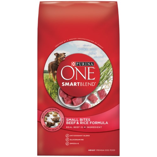 Purina ONE Small Bites High-Protein Beef and Rice Formula with Vitamins Dry Dog Food 16.5 Pounds