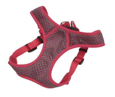 Coastal Comfort Soft Sport Wrap Adjustable Mesh Dog Harness - Gray/Red - XXS - 14-16 Inch