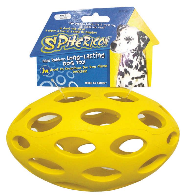 JW Pet HOL-EE Football Puzzle Fetch and Tug Chew Rubber Dog Toy - Assorted Color - Large