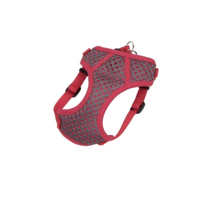 Coastal Comfort Soft Sport Wrap Adjustable Mesh Dog Harness - Gray/Red - XXXS - 11-13 Inch