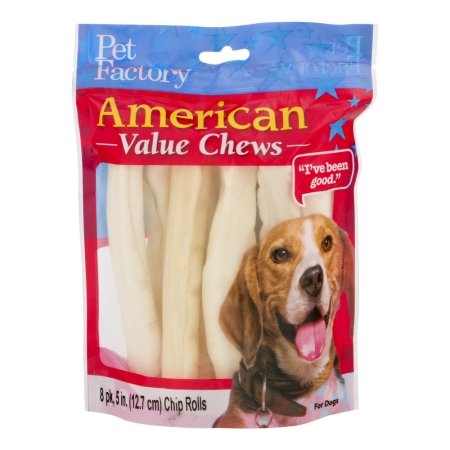 Pet Factory American Beefhide Natural Flavor Chip Rolls Natural Dog Chews - 5 Inch 8 Pack