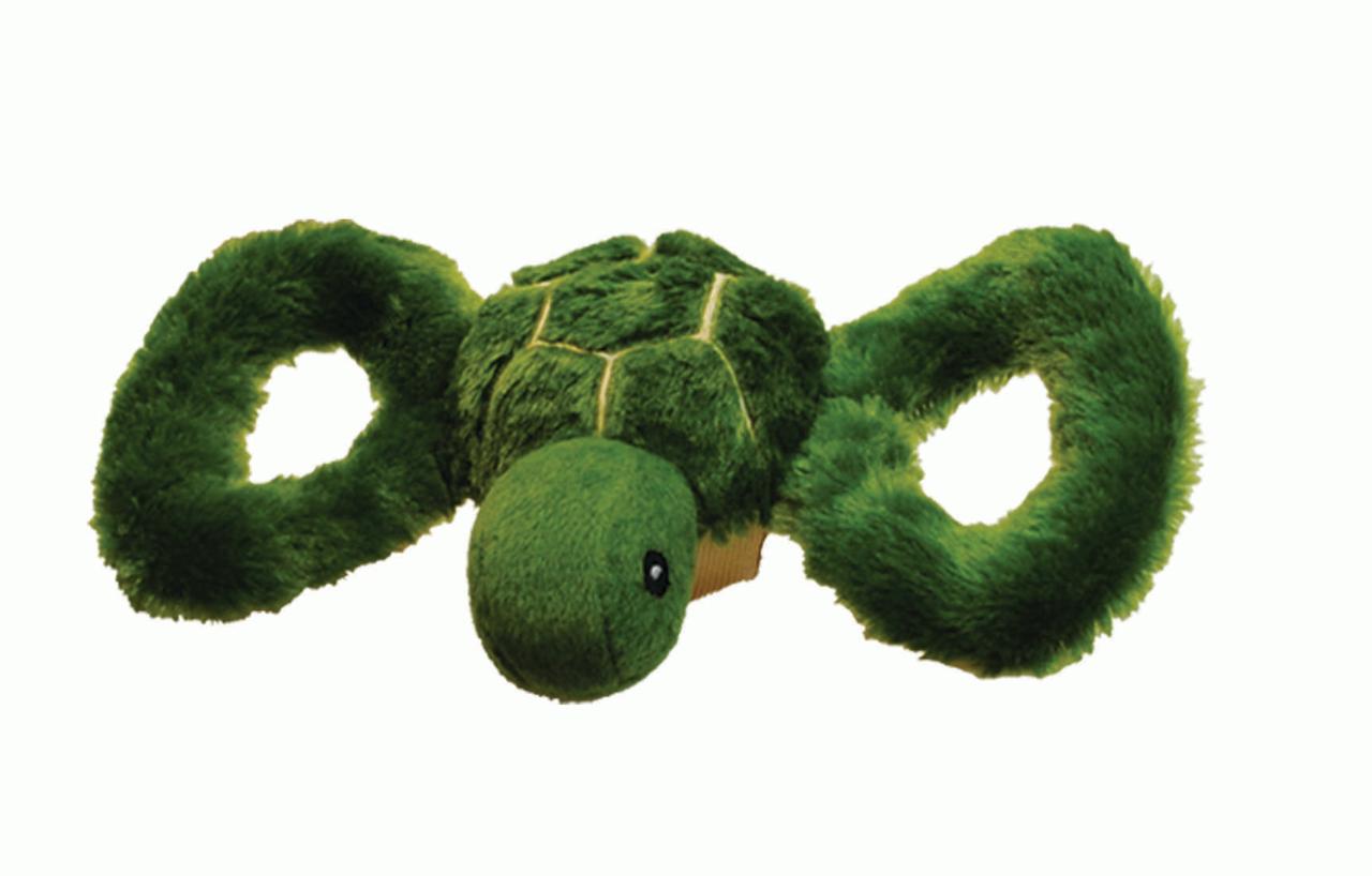 Jolly Pets Tug-A-Mals Turtle Plush Tug and Squeak Dog Toy - Medium