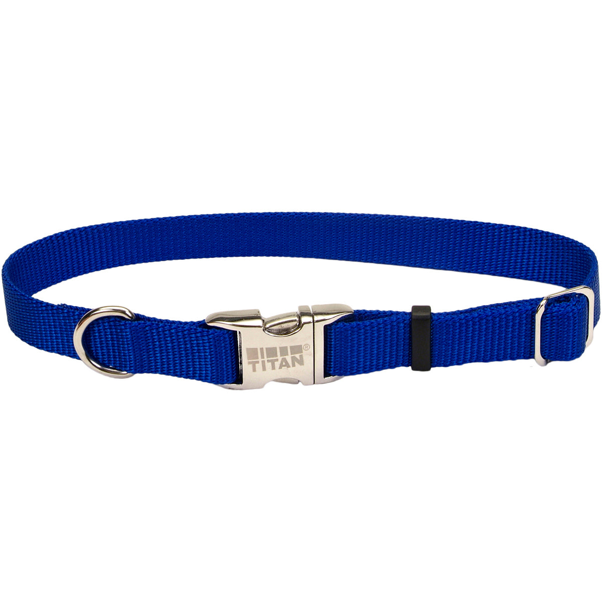 Coastal Adjustable Titan Metal Buckle Nylon Dog Collar - Blue - Medium - L:14-20 X W:1 Inch