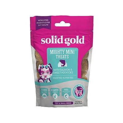 Solid Gold Mighty Mini Salmon and Sweet Potato Soft and Chewy Dog Treats - 4 Oz - Case of 12