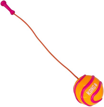 Kong Bunji High-Viz Bright and Glow-in-The-Dark Retrieve Rubber Ball and Rope Dog Toy - Assorted Color - Medium