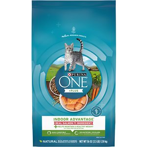 Purina One + Plus Indoor Advantage Healthy Weight and Immune Support Salmon Dry Cat Food - 3.5 Lbs - Case of 4  