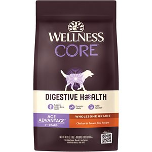 Wellness Core Digestive Health Age Advantage Chicken and Brown Rice with Wholesome Grains Senior Adult Dry Dog Food - 4 Lbs  