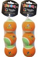 Spunky Pup Squeaky Tennis Balls Squeak and Float Fetch Dog Toy - Medium - 3 Pack  