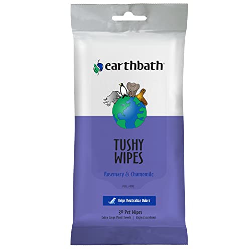 Earthbath Tushy Wipes Rosemary and Chamomile Dog Wipes - 30 Count  