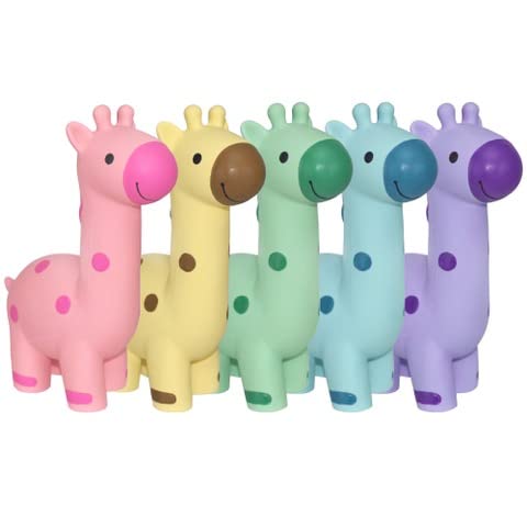 Multipet Minipet Giraffe Squeak and Chew Latex Dog Toy - Assorted - 5.75" Inches  