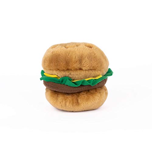 Zippy Paws NomNomz Hamburger Squeak and Plush Dog Toy
