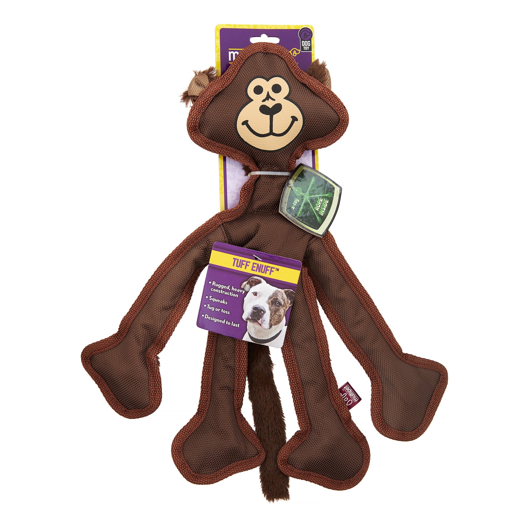 Multipet Skele-Ropes Tug and Squeak Plush Nylon Dog Toy - 15 Inch 