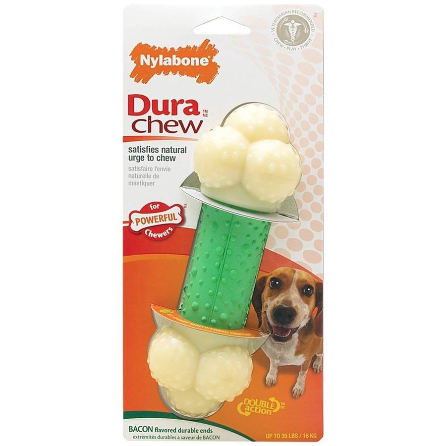 Nylabone Dual-Action Dental Bone Power-Chew Bacon Flavored Nylon Chew Dog Toy - Medium